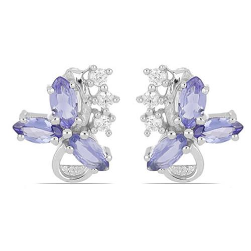 BUY NATURAL TANZANITE GEMSTONE EARRINGS IN 925 STERLING SILVER